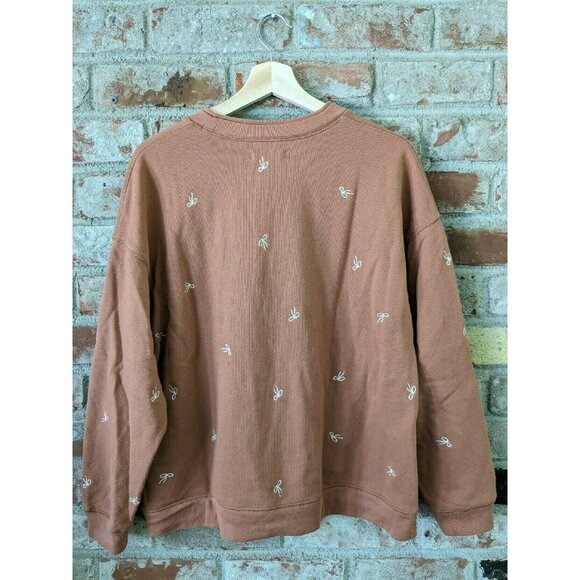 Madewell Bow Embroidered Double-Crewneck Sweatshirt - Picture 2 of 5